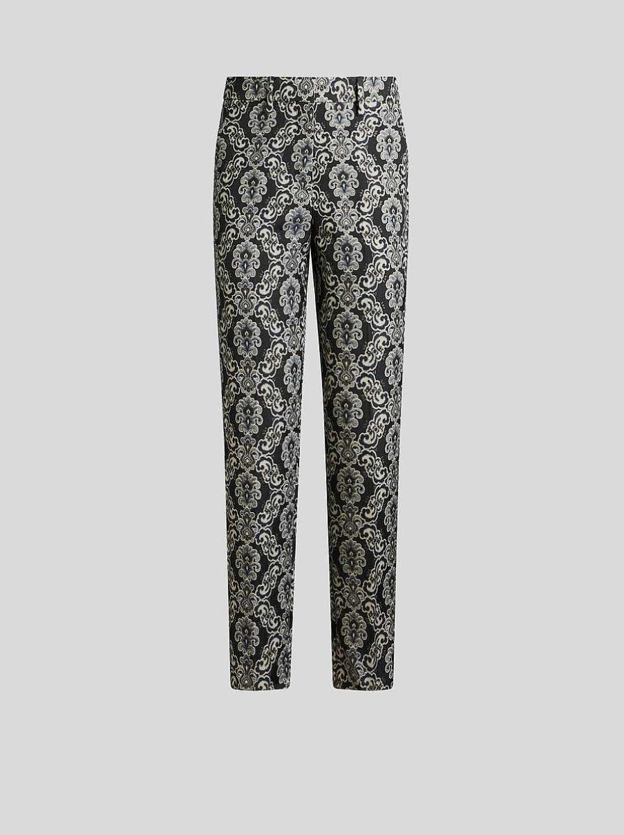 ETRO Zigarettenhose Aus Jacquard Beige Hose