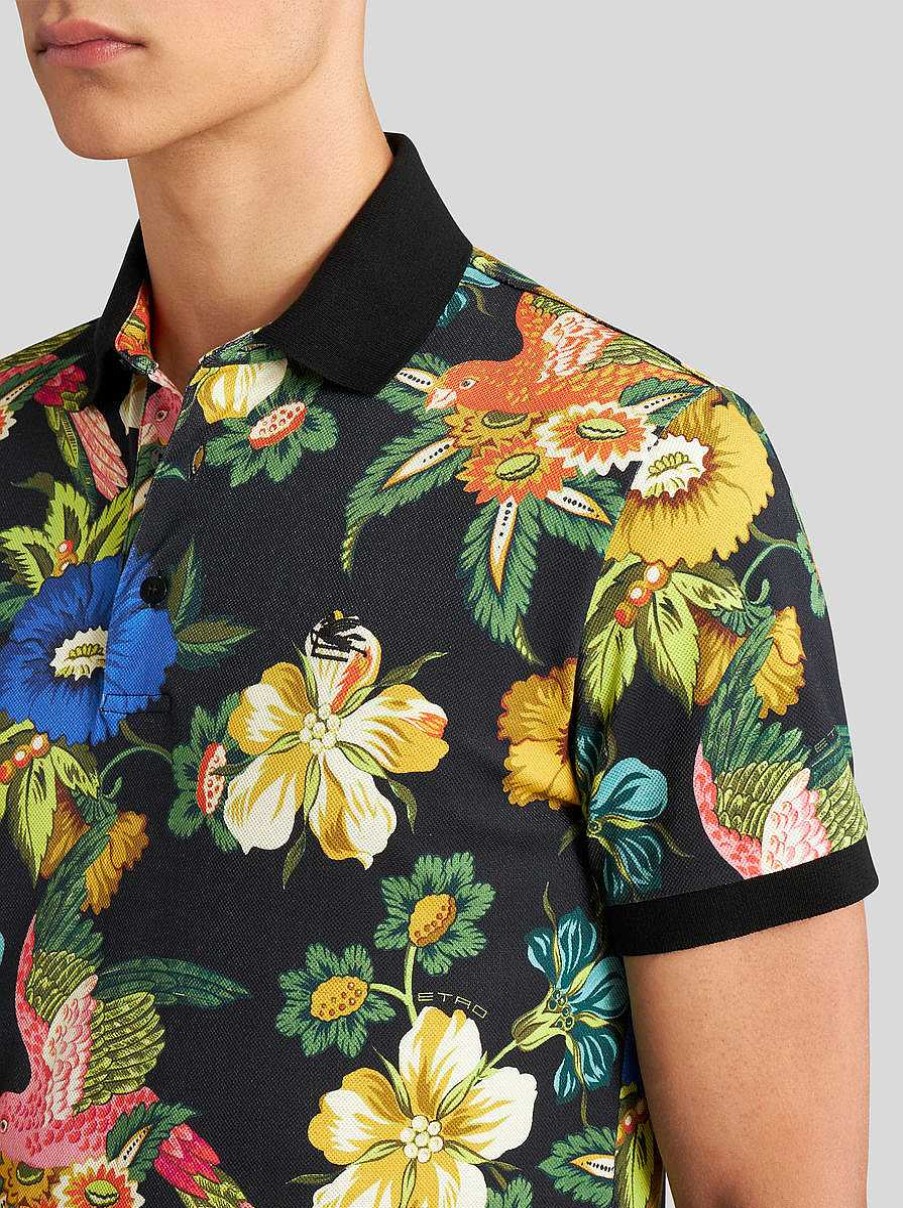 ETRO Poloshirt Mit Blumendruck Hellblau Polo-Shirts