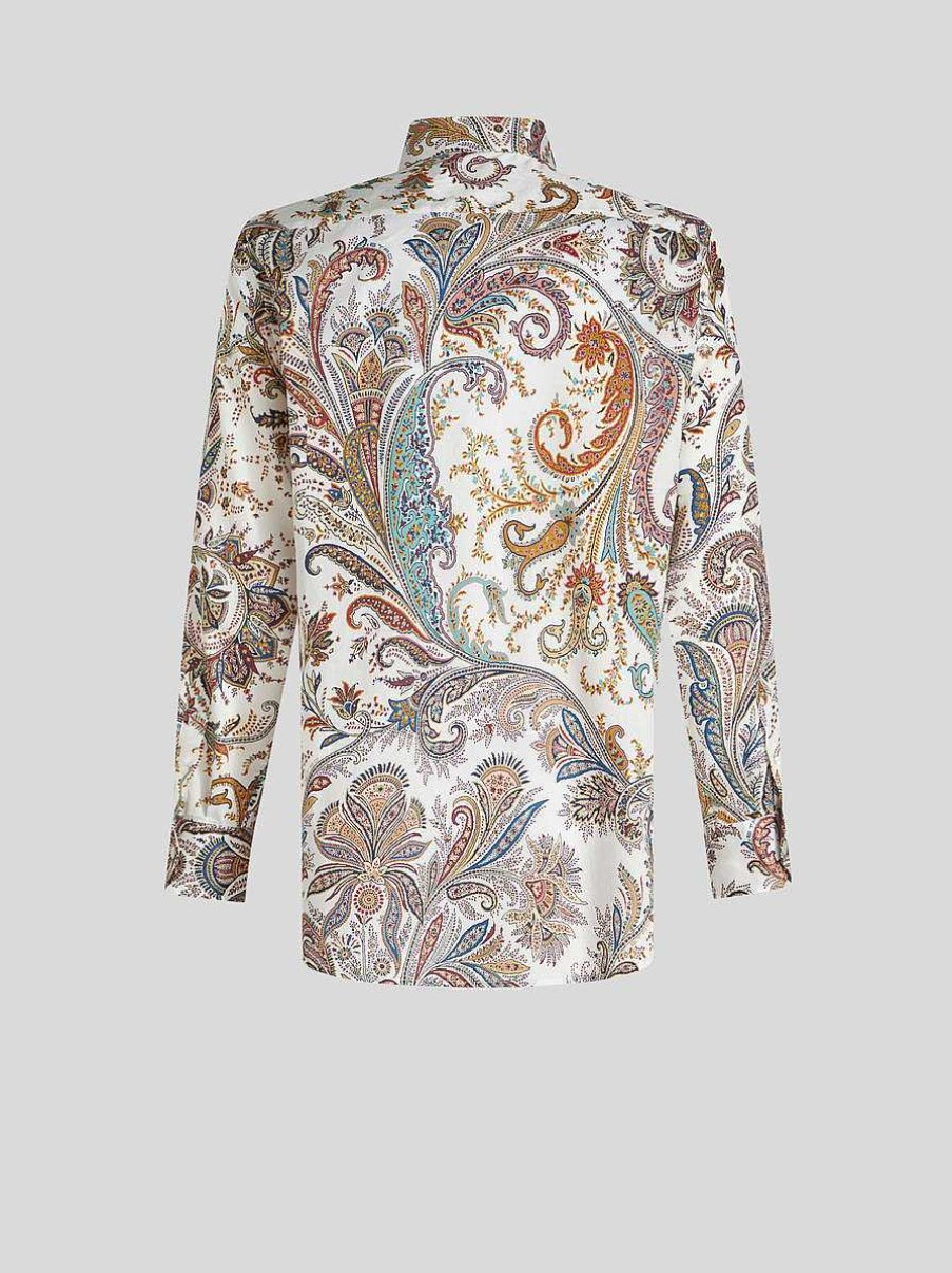 ETRO Paisley-Baumwollhemd Weis Hemden