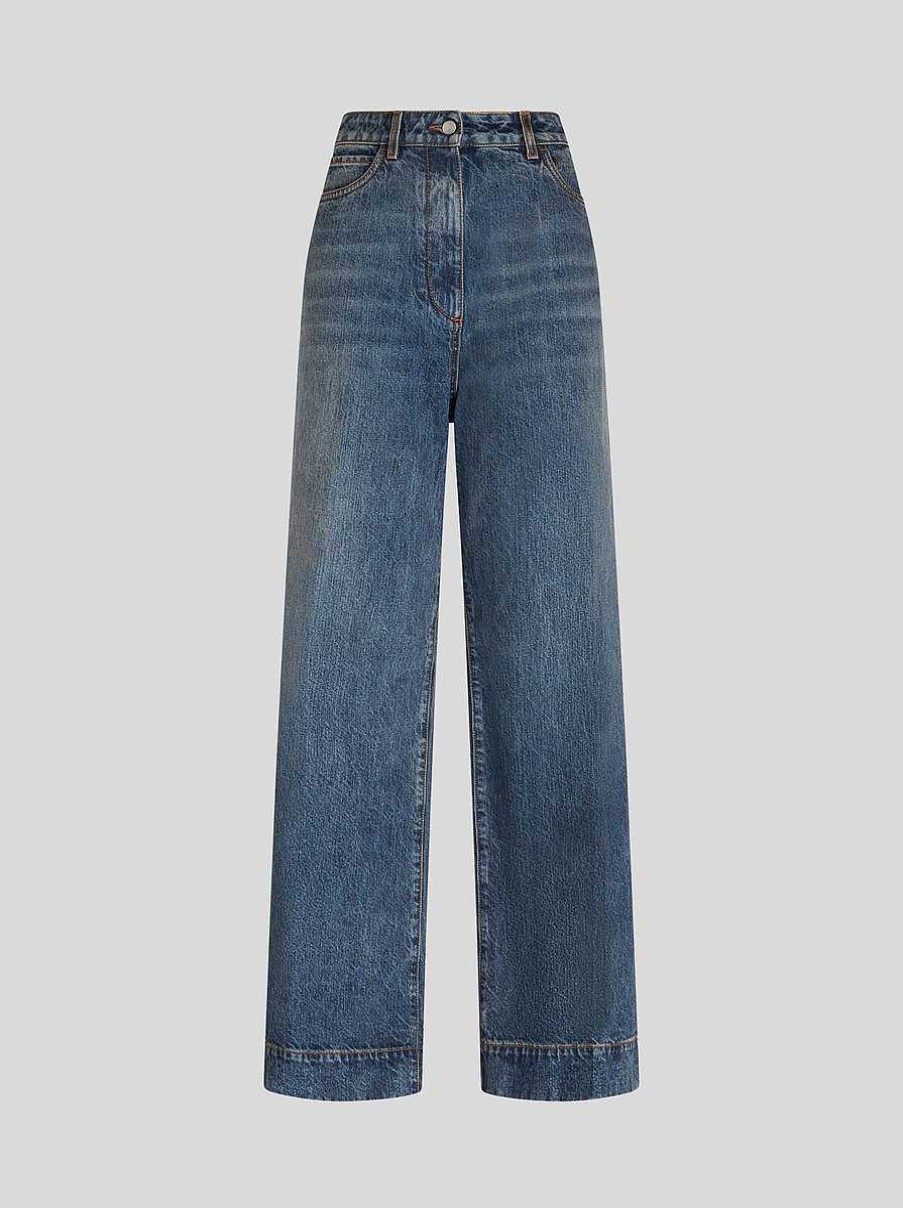 ETRO Jeans Mit Aufgesticktem Pegaso Navy Blau Denim