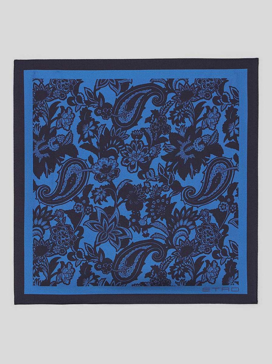 ETRO Einstecktuch Mit Blumen-Paisley-Print Navy Blau Krawatten Und Einstecktucher