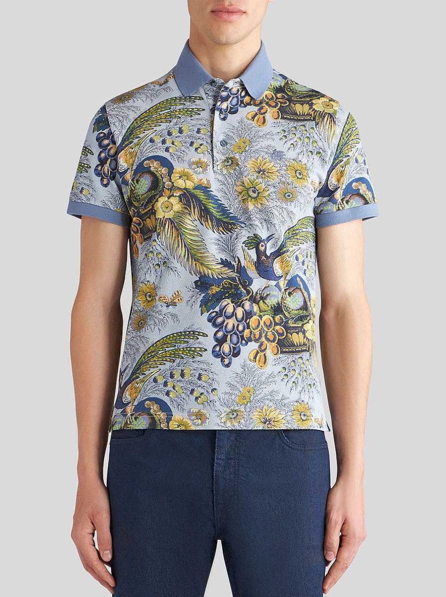 ETRO Poloshirt Mit Blumendruck Hellblau Polo-Shirts