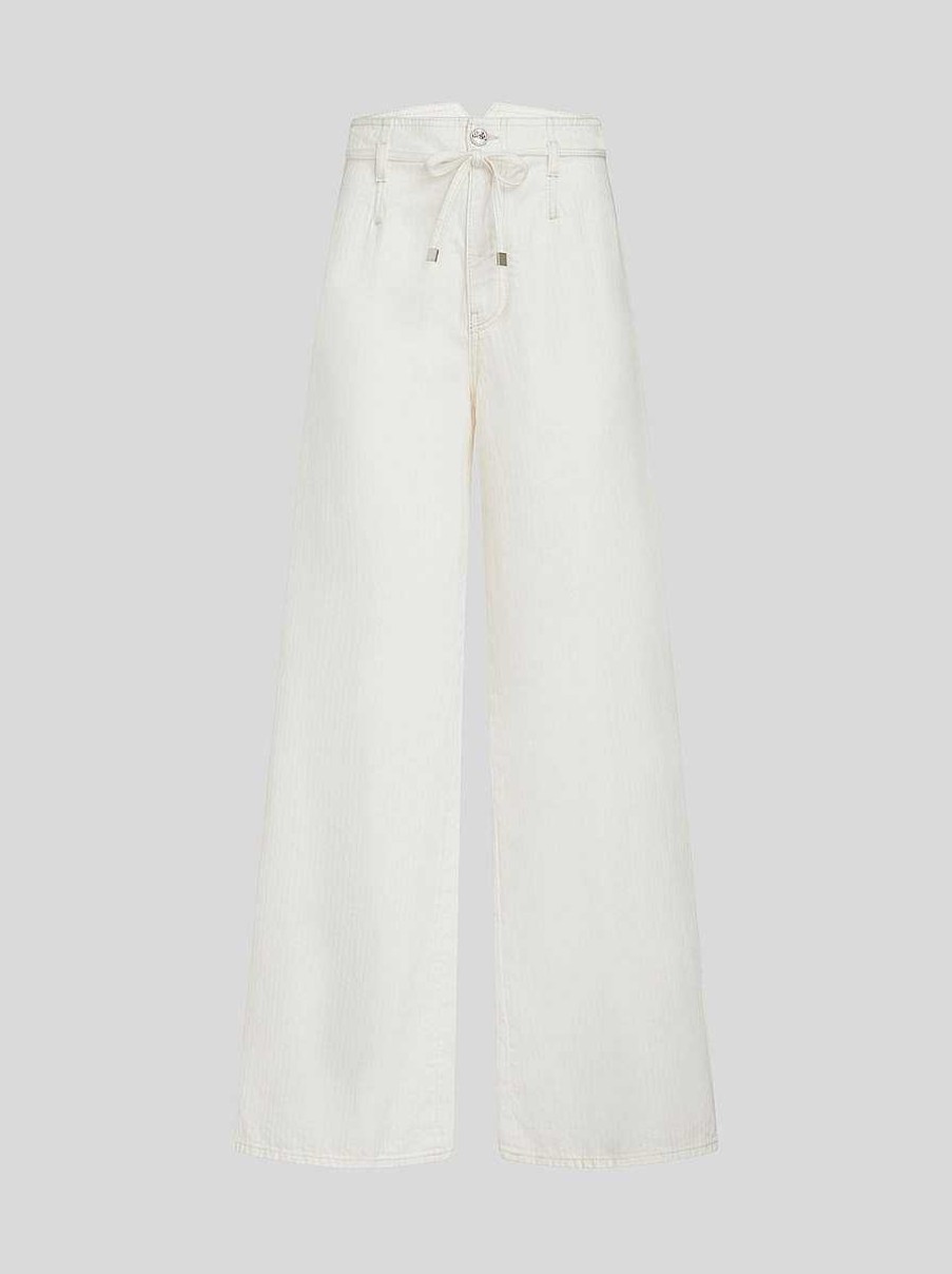 ETRO Culotte-Jeans Mit Gurtel Weis Denim