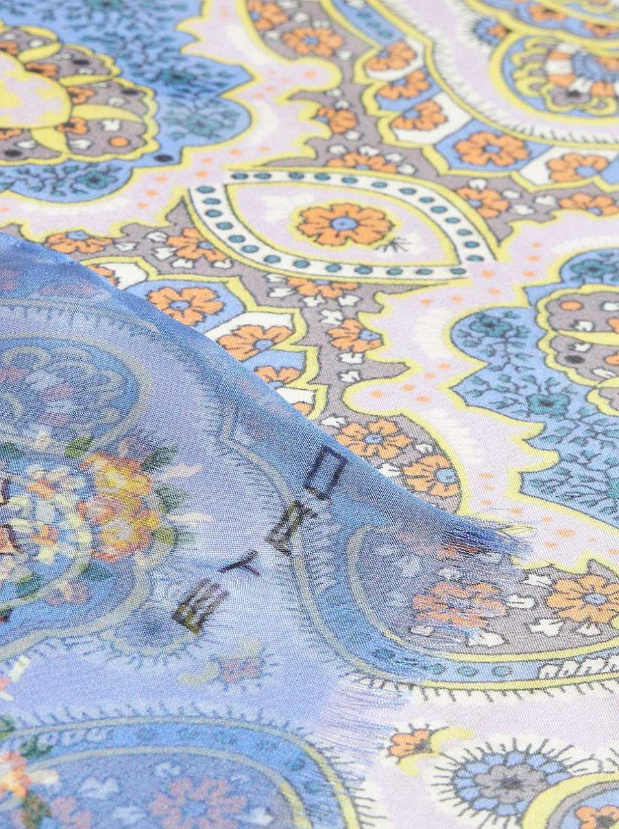 ETRO Seidenschal Mit Medaillon-Print Hellblau Schals Und Seide