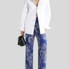 ETRO Palazzo-Hose „Bandanna Bouquet". Navy Blau Hose