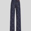 ETRO Baggy-Jacquard-Jeans Navy Blau Denim