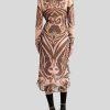 ETRO Bedrucktes Seidenkleid Mit Ruschen Rosa Kleider