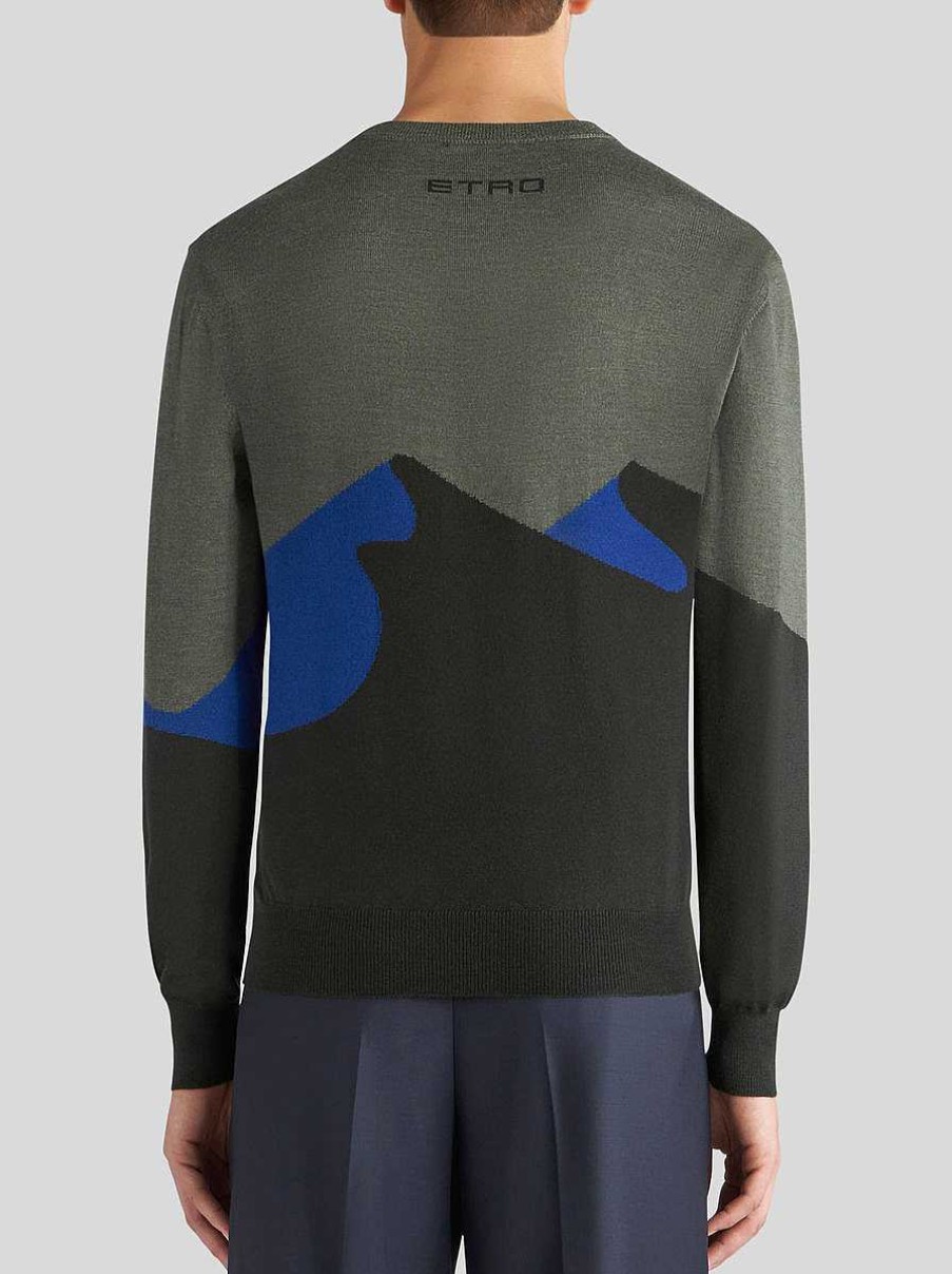 ETRO Pullover Aus Woll-Jacquard Grau Strickwaren