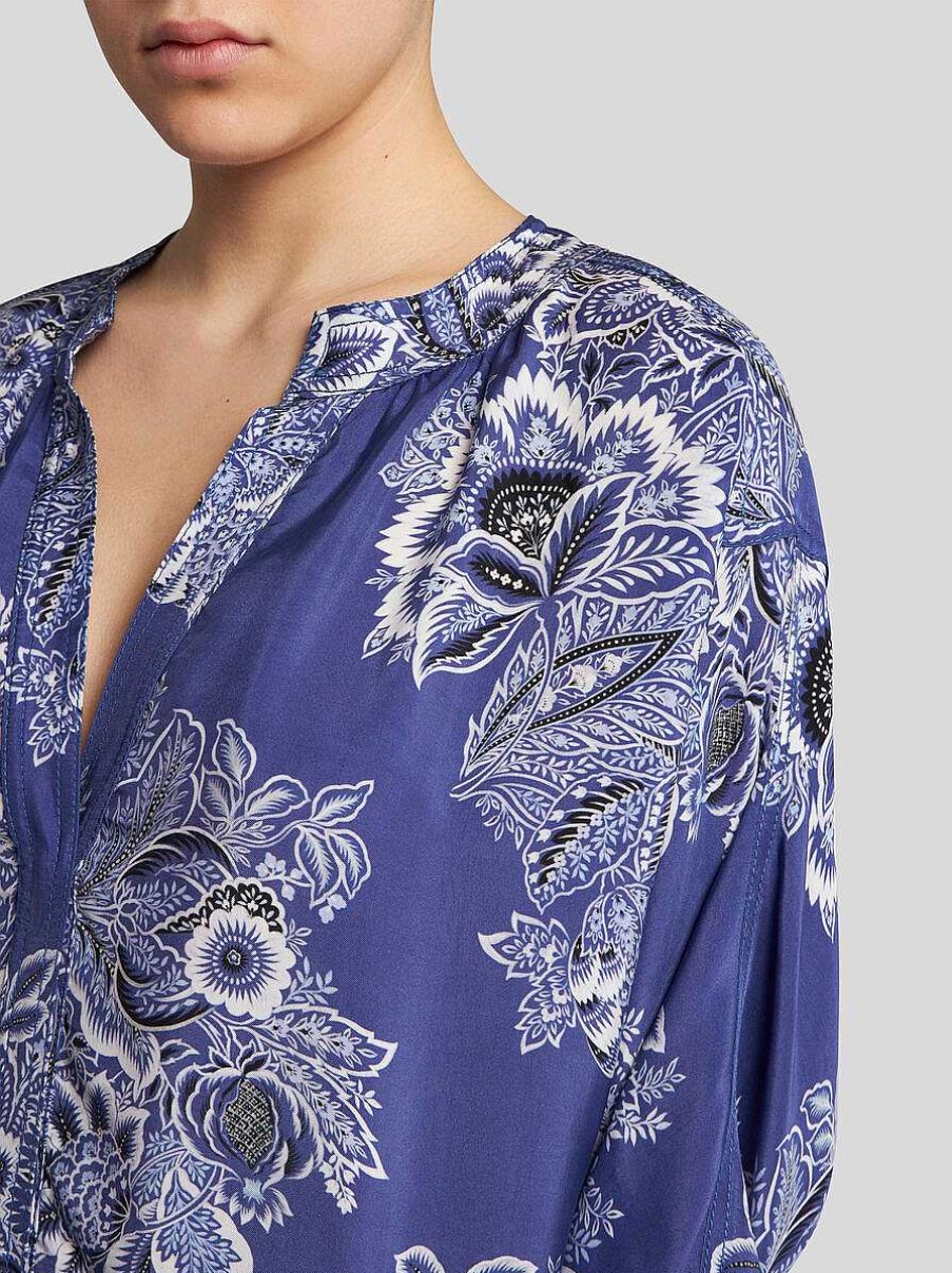 ETRO Bedrucktes Kaftan-Kleid Navy Blau Kleider