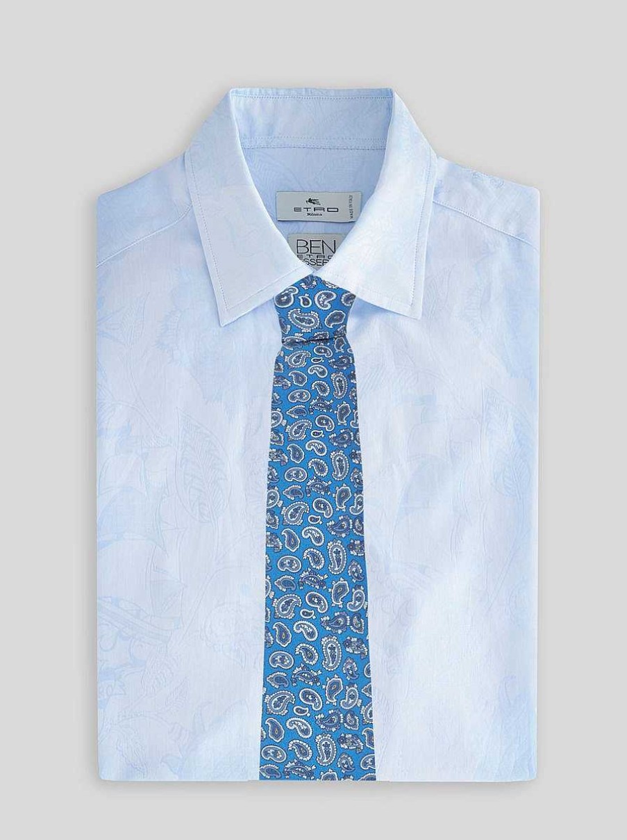 ETRO Mikro-Paisley-Seidenkrawatte Hellblau Krawatten Und Einstecktucher