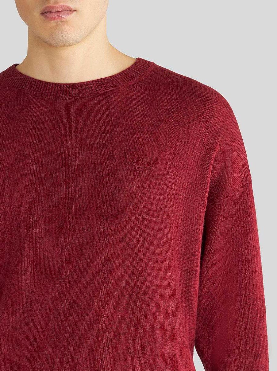 ETRO Paisley-Pullover Mit Logo Navy Blau Strickwaren