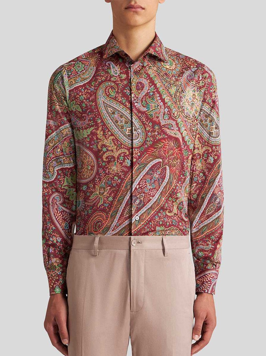 ETRO Paisley-Baumwollhemd Hellblau Hemden