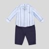 ETRO Gestreiftes Baby-Leinenhemd Navy Blau Baby Junge 1-9 Monate