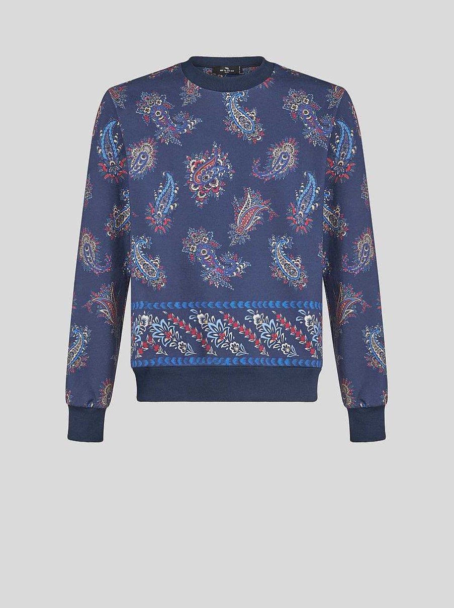 ETRO Paisley-Sweatshirt Navy Blau Sweatshirts