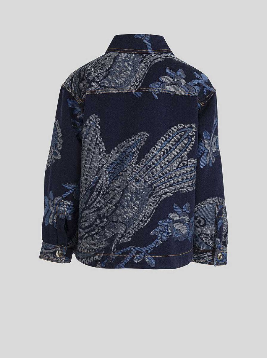 ETRO Denim-Jacquardjacke Fur Kinder Navy Blau Oberteile