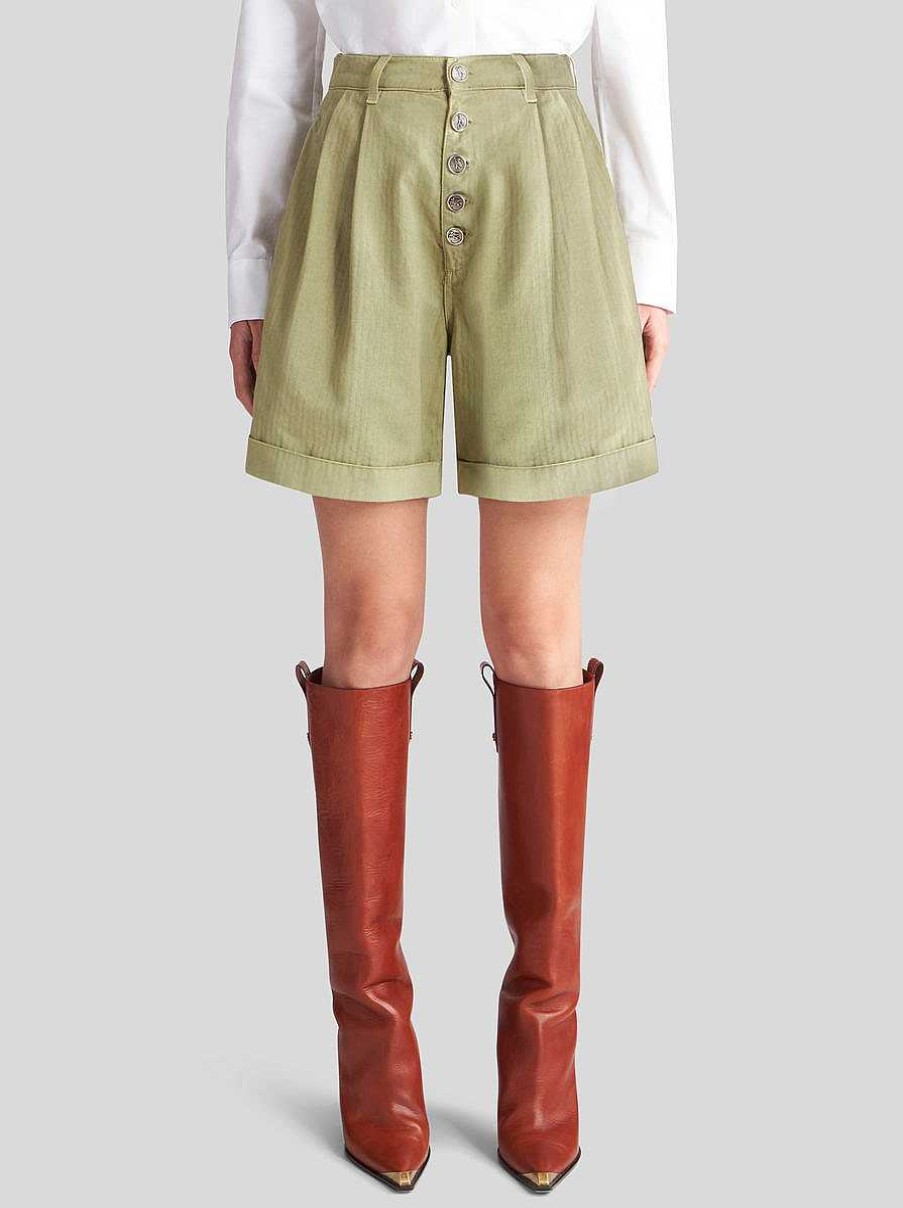 ETRO Baumwoll-Bermudashorts Mit Knopfen Weis Hose