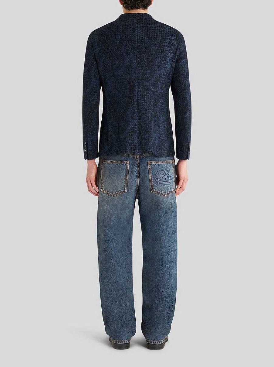 ETRO Paisley-Jerseyjacke Navy Blau Jacken