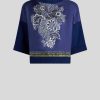 ETRO Bedrucktes Strickoberteil Navy Blau Strickwaren