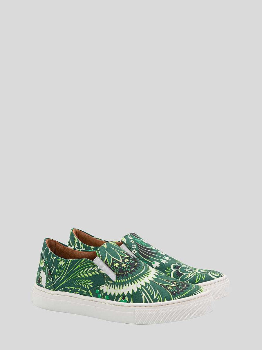 ETRO Einfarbige Paisely-Slip-On-Schuhe Fur Kinder Grun Zubehor