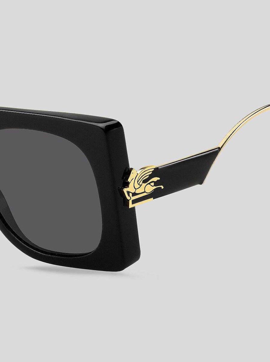 ETRO Auffallige Pegaso-Sonnenbrille Schwarz Sonnenbrille