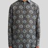 ETRO Bedrucktes Seidenhemd Navy Blau Hemden