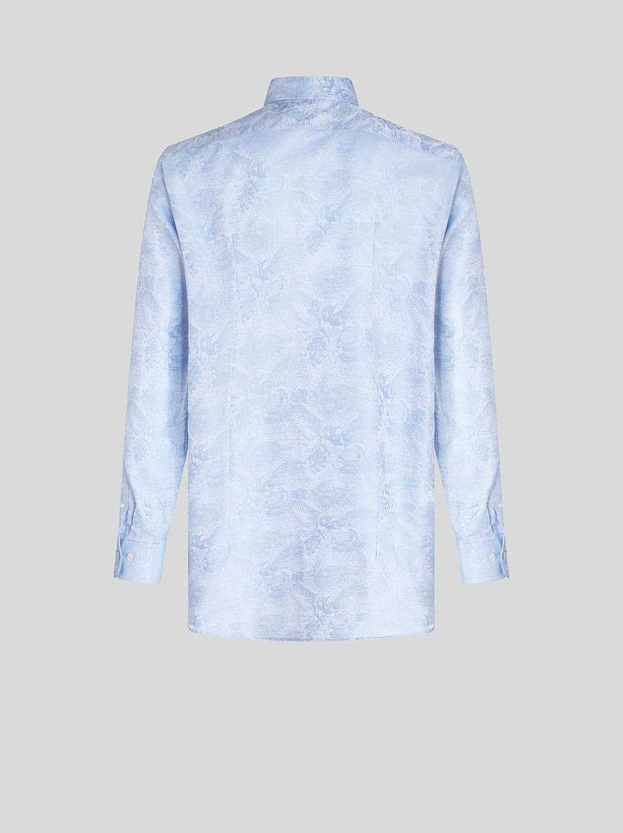 ETRO Hemd Aus Baumwoll-Jacquard Hellblau Hemden