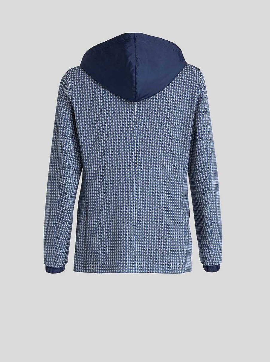 ETRO Jerseyjacke Mit Kapuze Und Kleinen Geometrischen Mustern Hellblau Jacken