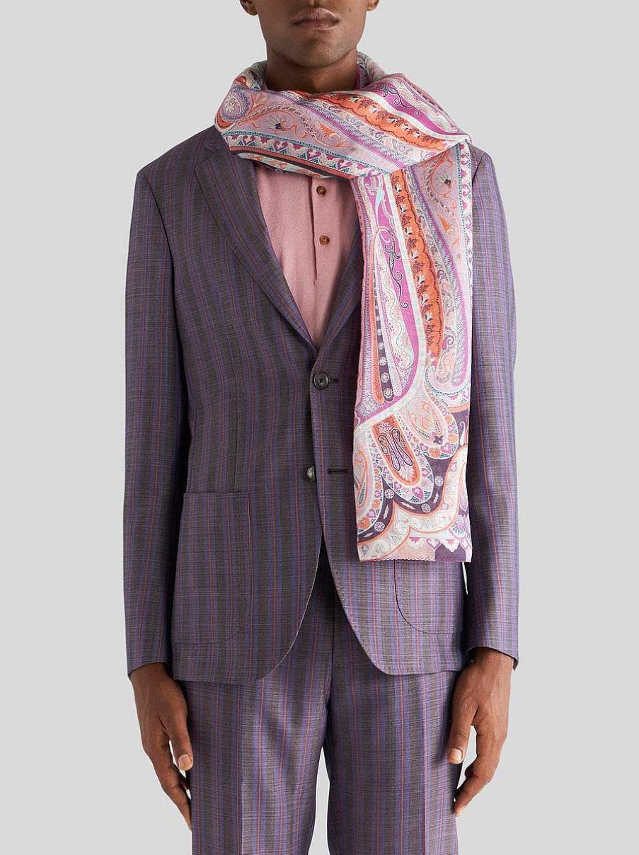 ETRO Paisley-Schal Aus Leinen Und Seide Rosa Schals