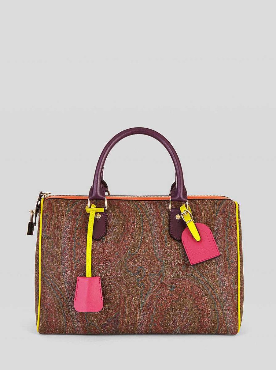 ETRO Paisley-Boston-Tasche Mit Mehrfarbigen Details Burgund Paisley