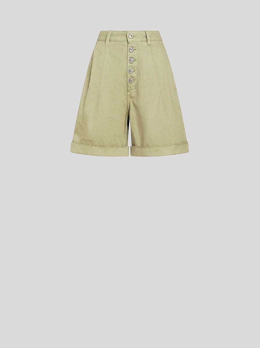 ETRO Baumwoll-Bermudashorts Mit Knopfen Weis Hose