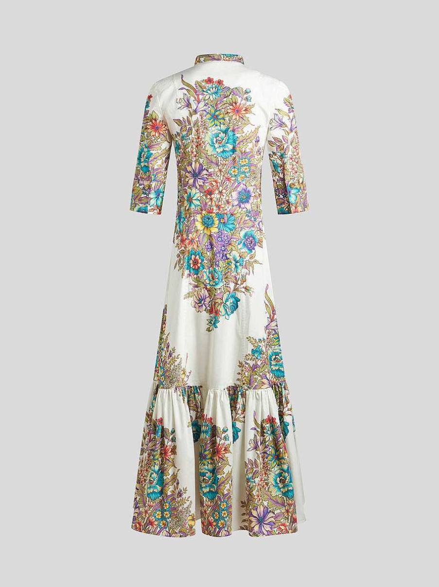 ETRO Kleid Mit Blumenstraus-Print Weis Kleider