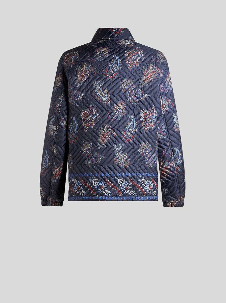 ETRO Steppjacke Mit Paisley-Print Navy Blau Mantel Und Oberbekleidung