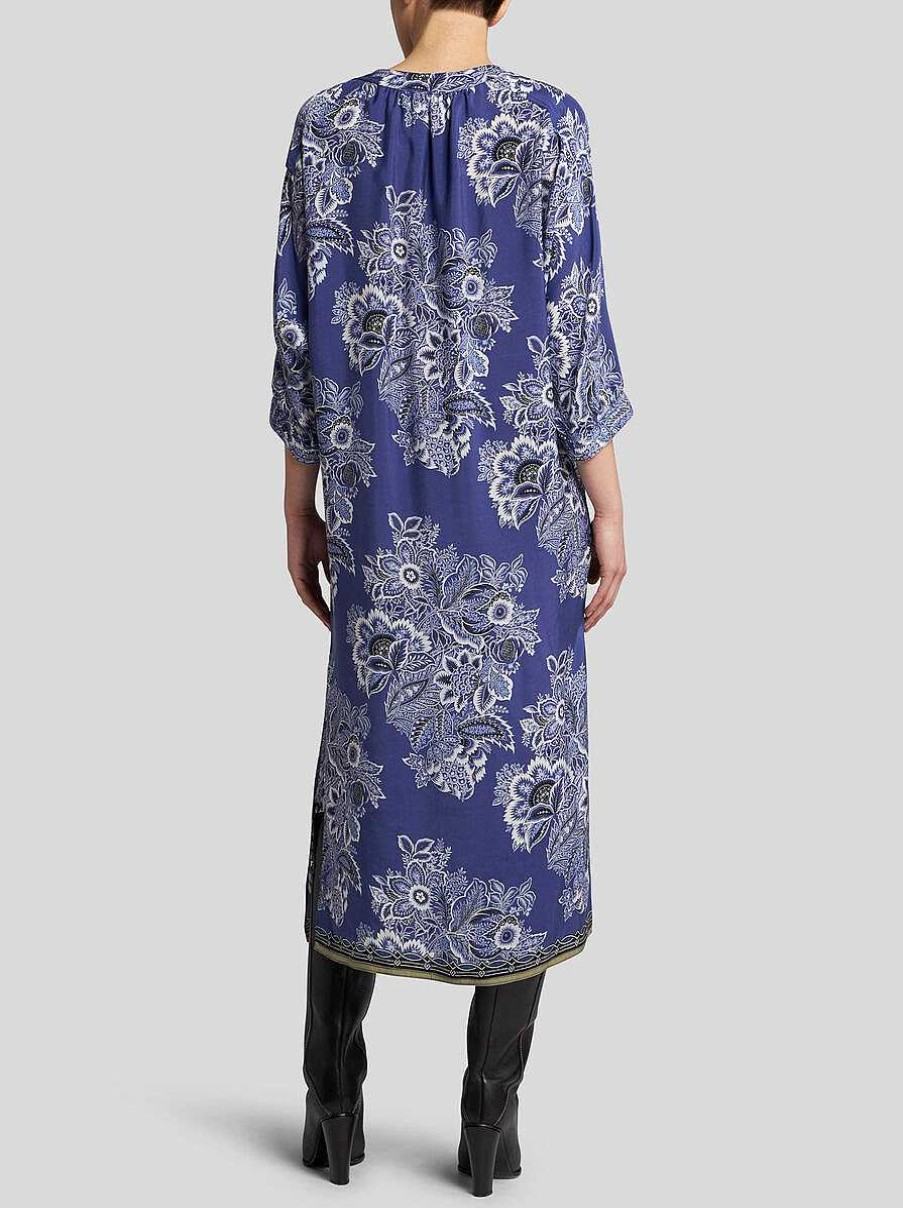 ETRO Bedrucktes Kaftan-Kleid Navy Blau Kleider