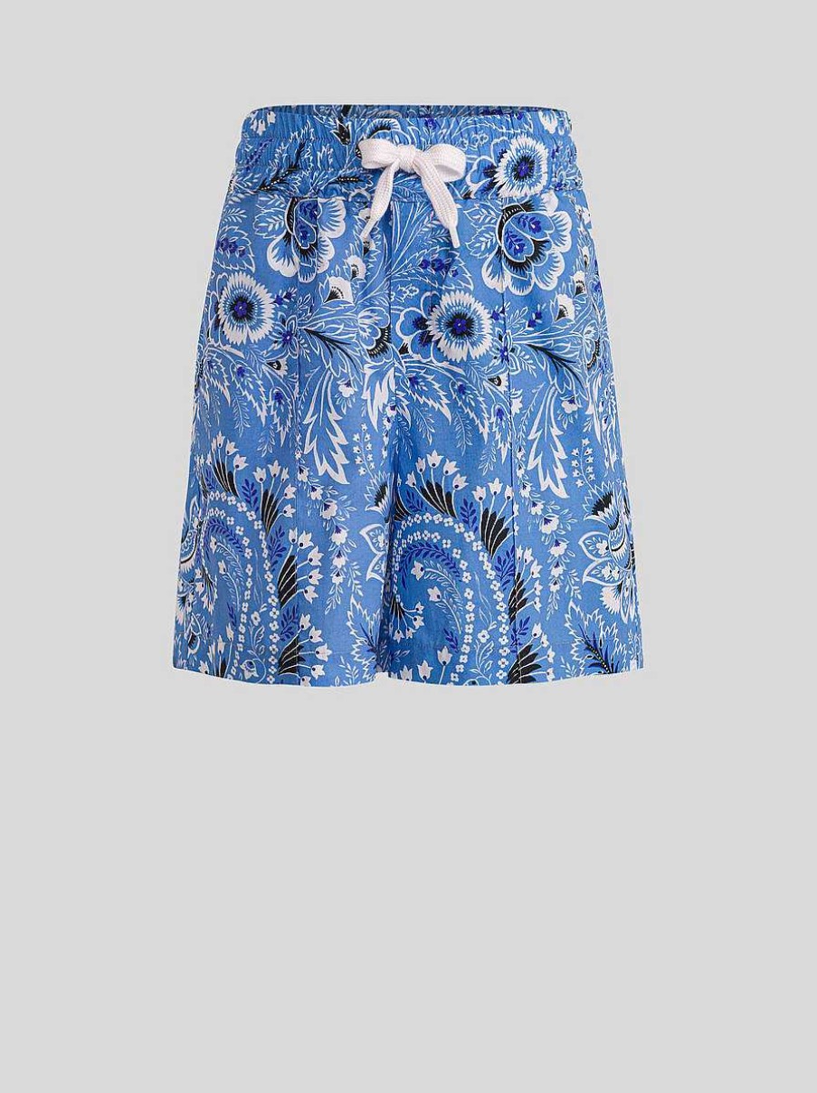 ETRO Einfarbige Paisley-Bermudashorts Fur Kinder Hellblau Hosen Und Shorts