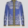 ETRO Bouquet-Crepe-De-Chine-Hemd Hellblau Hemden Und Blusen