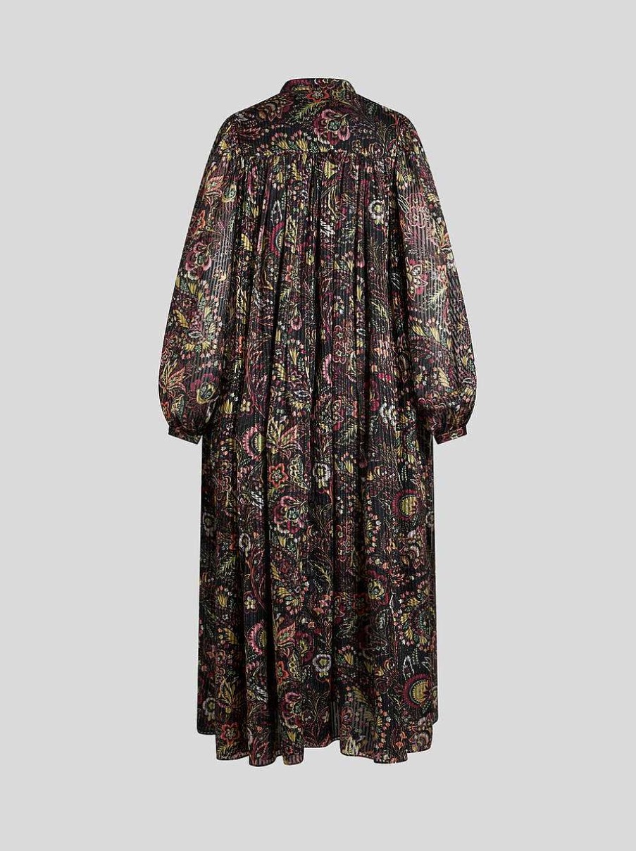 ETRO Bedrucktes Seiden-Kaftan-Kleid Schwarz Kleider