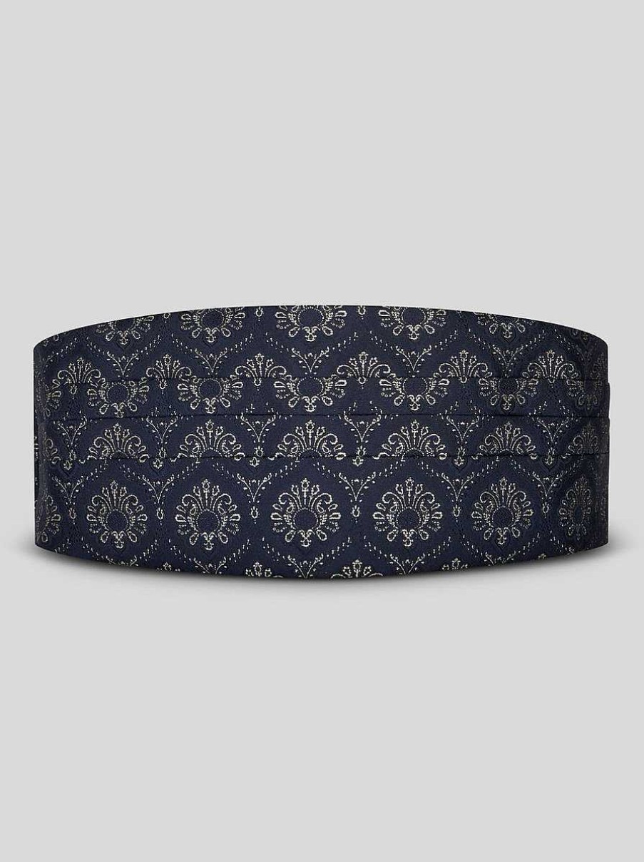 ETRO Jacquard-Kummerbund Navy Blau Krawatten Und Einstecktucher