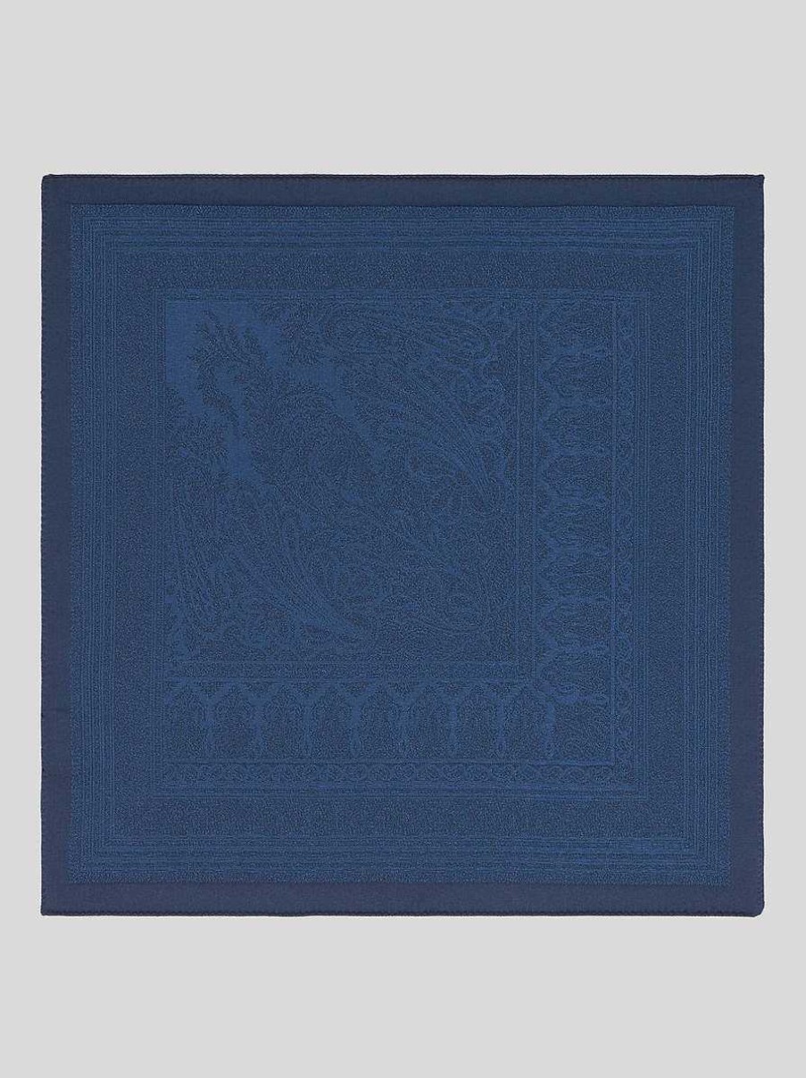 ETRO Paisley-Einstecktuch Navy Blau Krawatten Und Einstecktucher