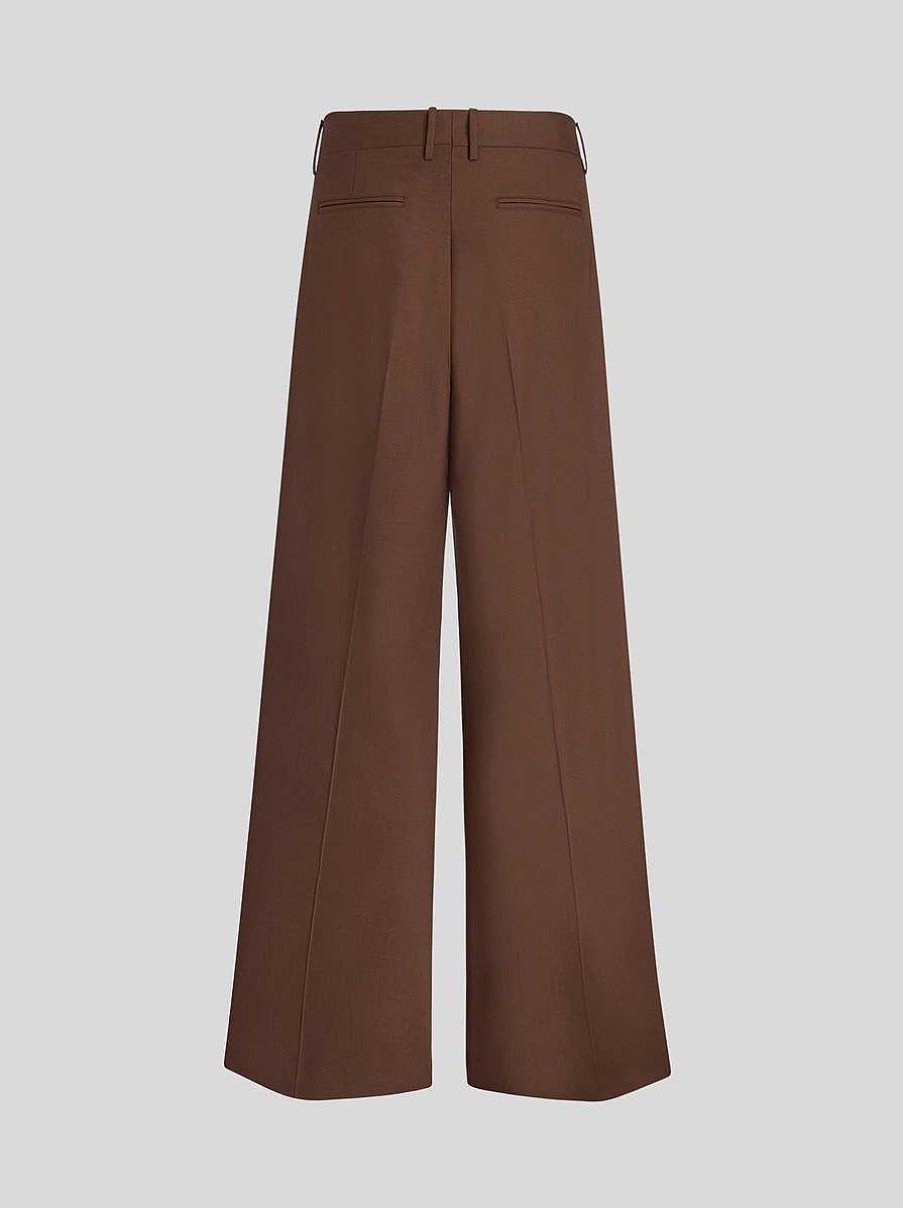 ETRO Stretch-Wollhose Mit Falten Grau Hose