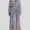 ETRO Langer Bedruckter Kaftan Hellblau Strandkleidung