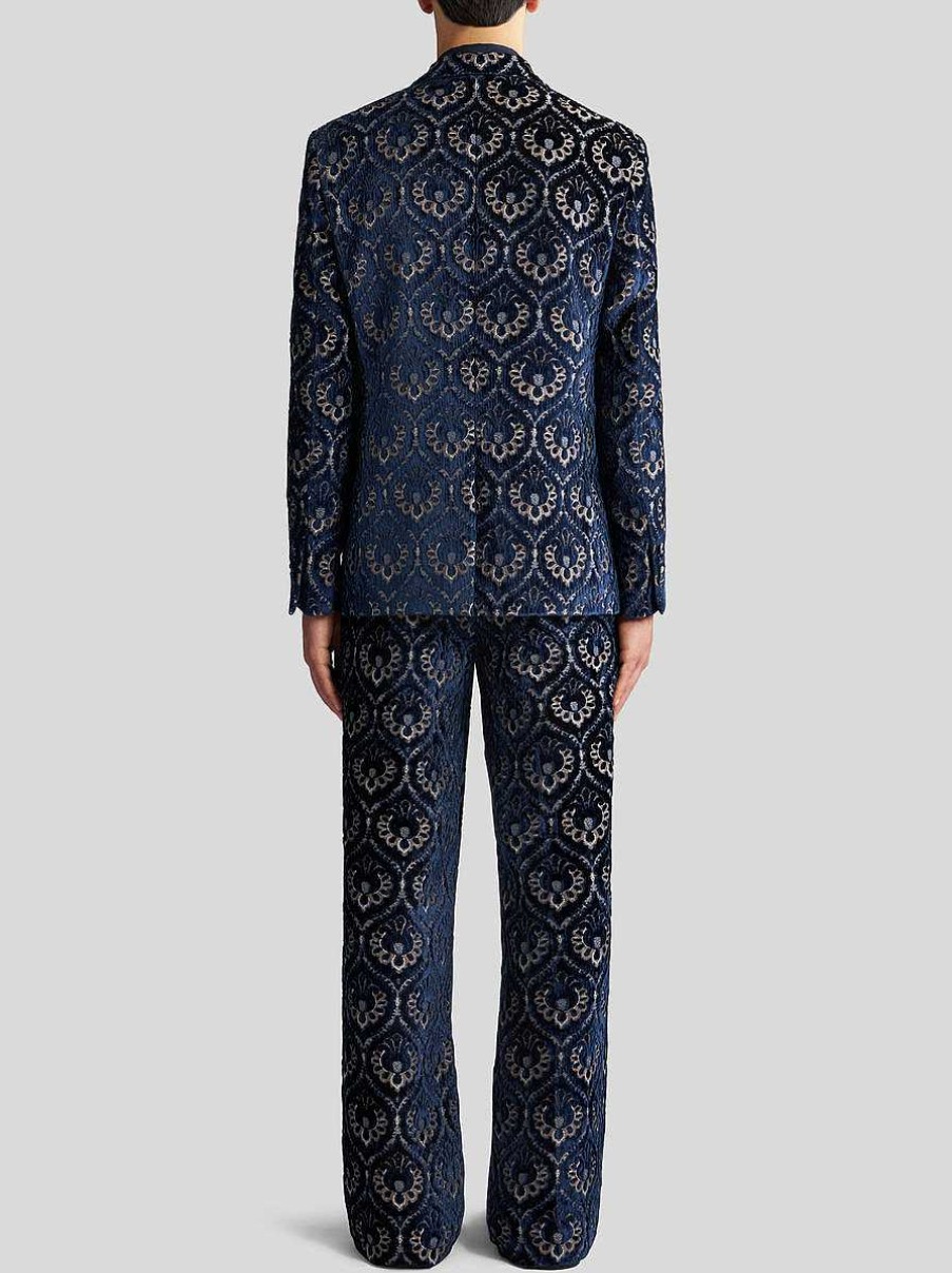 ETRO Jacke Aus Samt-Jacquard Navy Blau Jacken