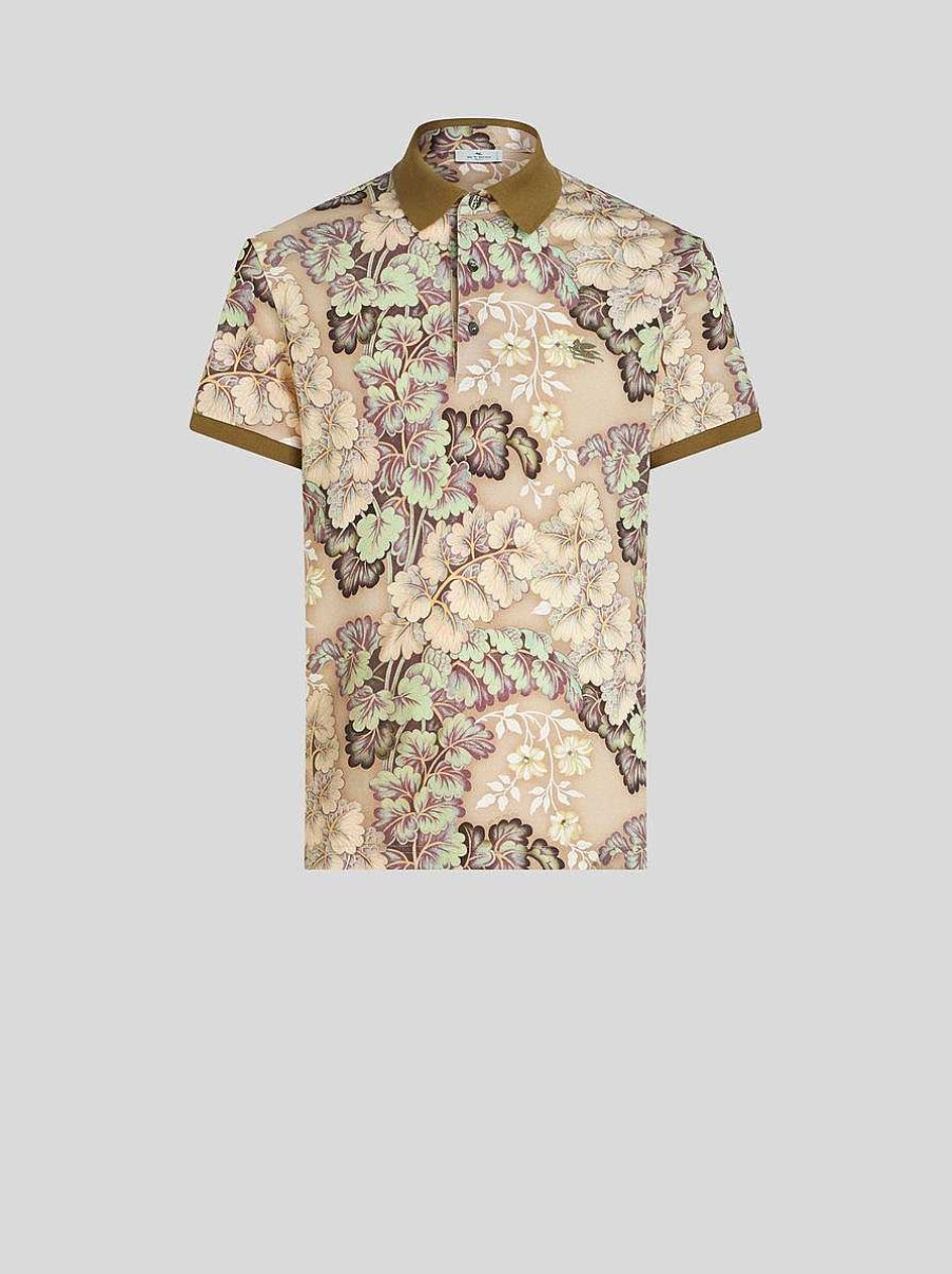 ETRO Poloshirt Mit Blatterdruck Beige Polo-Shirts