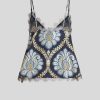 ETRO Bedrucktes Seidentop Mit Spitzendetails Navy Blau Oberteile