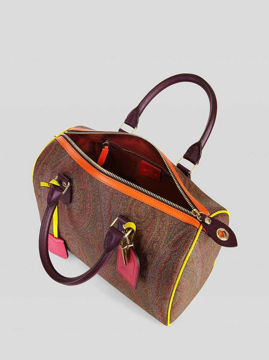 ETRO Paisley-Boston-Tasche Mit Mehrfarbigen Details Burgund Paisley