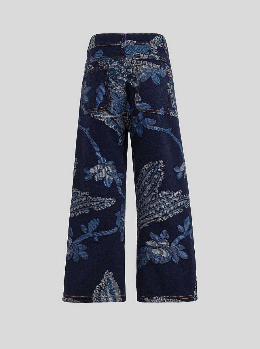 ETRO Denim-Jacquard-Cargohose Fur Kinder Navy Blau Hosen Und Shorts