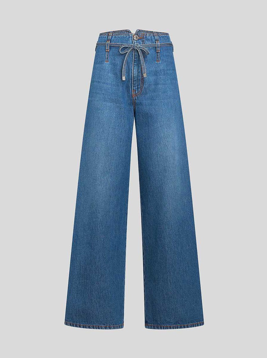 ETRO Culotte-Jeans Mit Gurtel Navy Blau Denim