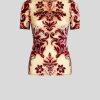 ETRO T-Shirt Aus Tull Und Jacquard-Samt Burgund Oberteile