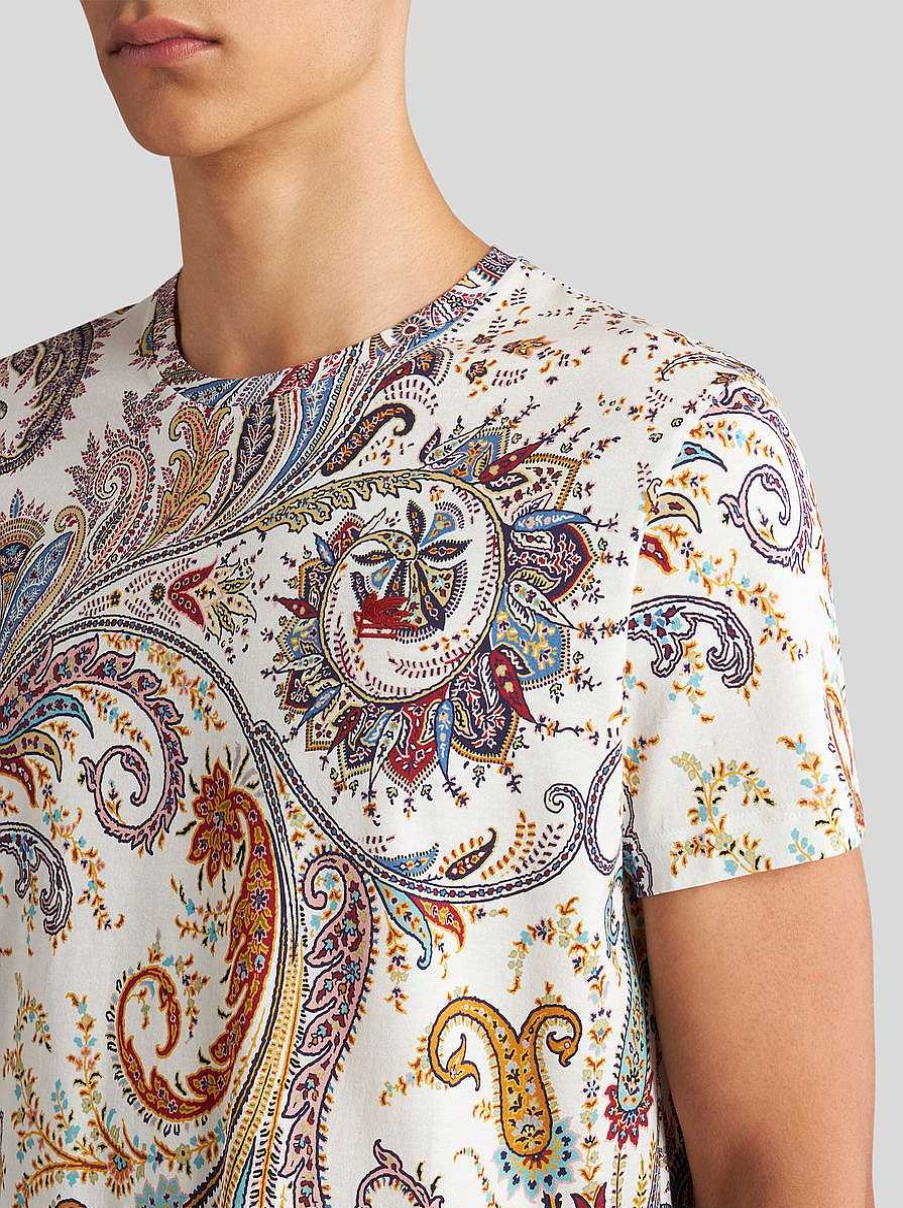 ETRO T-Shirt Mit Paisley-Print Und Logo Hellblau T-Shirts