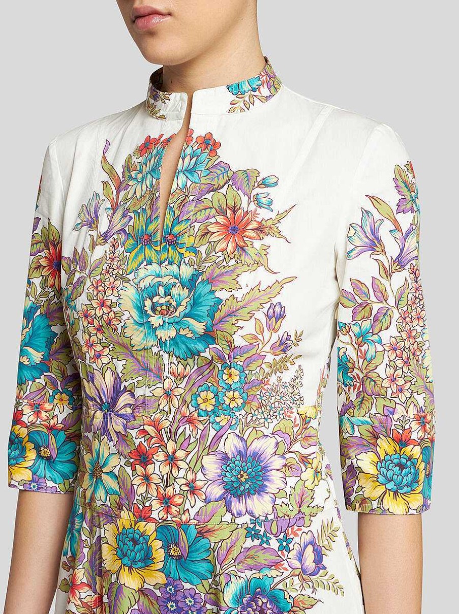 ETRO Kleid Mit Blumenstraus-Print Weis Kleider