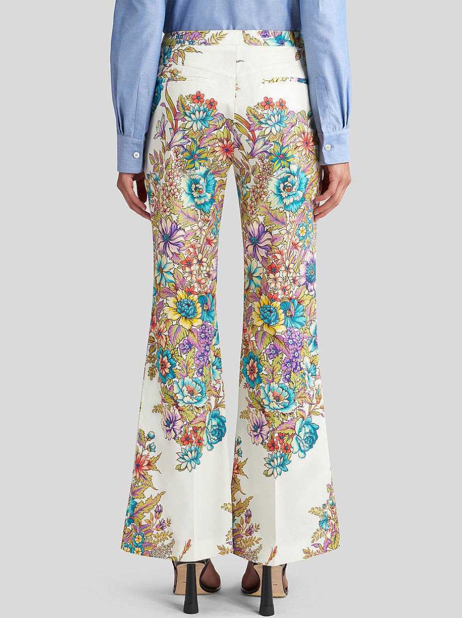 ETRO Hose Mit Mehrfarbigem Blumenstraus-Print Weis Hose